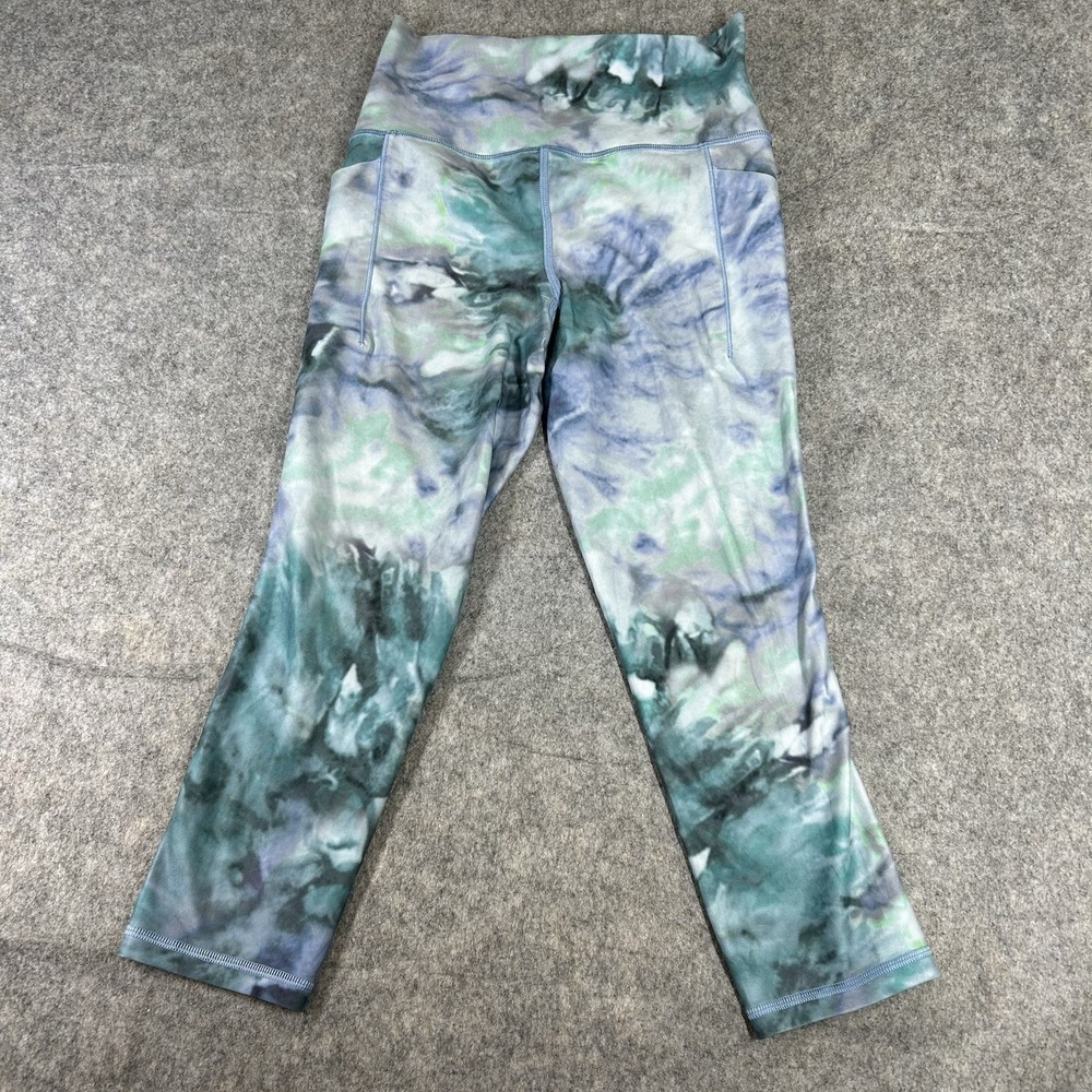 Athleta Salutation Stash Pocket II Capris Women's Size XS Blue Tie Dye Leggings